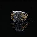Anello punk scorpione in argento vintage con strass neri e rilievi dorati - US 7 / Oro e Argento