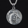 Pendaglio testa di drago vichingo in acciaio inossidabile argento antico con catena - Ciondolo + Catena Coordinata