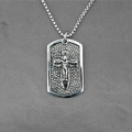Hip-hop military dog tag necklace with 3D crucifix pendant and durable box chain - Cross Style / Pendant with Box Chain