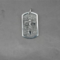 Hip hop style stainless steel square dog tag necklace with cross and wing relief pendant - Cross Style / Pendant Only (No Chain)
