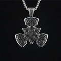 Vintage viking triangle knot pendant necklace in silver stainless steel for men - Pendant + Matching Chain