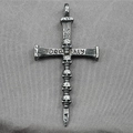 Gothic punk silver cross necklace with five skulls and Deathly engraving pendant - Pendant Only (No Chain)