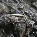Retro stainless steel double dragon head twisted braid bracelet with vintage finish - Steel Color White Eyes