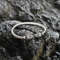 Twisted steel bangle featuring dual leopard heads with green zircon eyes on a rock background - Steel