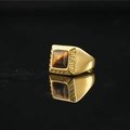 Heren vintage gouden ring met vierkante tijgeroog steen en Griekse sleutelmotief - Gouden Tijgeroog