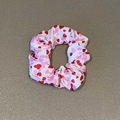 Pink heart print elastic scrunchie for Valentine's Day ponytail hair accessories - Allover Heart Print (6)