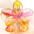 Pinza para el pelo con flor de plumeria en degradado rosa y amarillo de resina clara - Grande / Degradado Rosa Amarillo