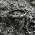 Geflochtenes Lederarmband für Herren mit silbernem Magnetverschluss auf Lavastein - Silberschnalle Schwarz