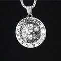 Retro stainless steel Chinese zodiac tiger pendant necklace with engraved medallions - Tiger (Pendant With Chain)