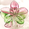 Pink and green gradient frangipani flower hair claw clip in translucent acrylic - Pink Green Gradient (7)