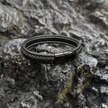 Herren Armband aus schwarzem geflochtenem Leder mit schwarzem Magnetverschluss aus Stahl - Schwarze Schnalle Schwarz