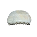 French marble pattern hair claw clip in white and cream acetate for elegant hairstyles - White