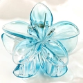 Sky blue translucent frangipani hair claw clip with floral design for summer style - Turquoise Style (8)