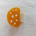 Cute mushroom-shaped hair claw clip in bright orange acetate with white spots - Yellow