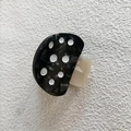 Polka dot pattern hair claw clip with black marble texture and ivory resin teeth - Black