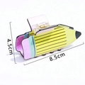 Pince à cheveux créative en forme de crayon jaune avec bout gomme rose, taille 8.5cm - Style Jaune Rayé (5769832375934)