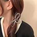 Molla per capelli a fiocco in metallo argento lucido per uno stile minimalista - Stile Fiocco B-2
