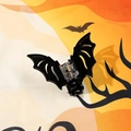 Pinza per capelli a pipistrello nera con ali traforate per acconciatura Halloween - Nero