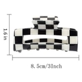 Haarklammer mit schwarz-weißem Schachbrettmuster, 8,5 cm Länge für modisches Styling - Mittleres Rechteck