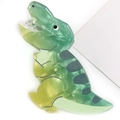 Cute green-yellow gradient acetate dinosaur hair claw clip with pearlescent T-Rex finish - Tyrannosaurus Style / Green and Yellow Gradient