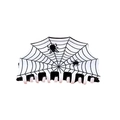 Halloween haarklem met spinnenweb patroon en zwarte spinnen op wit decor - Wit