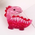 Cute dinosaur hair claw clip in vibrant pink marble acetate for a stylish ponytail look - Rose Pink