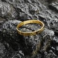 Polished gold stainless steel oval bangle with minimalist clasp on rock background - Shiny Gold (Small)