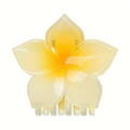 Pinza per capelli a forma di fiore di plumeria gialla e bianca lucida per estate - Giallo