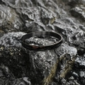 Minimalist polished black titanium steel bangle bracelet with sleek mirror finish - Bright Large Style / Black