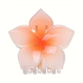Pince à cheveux fleurie dégradée rose et orange avec une finition effet gelée douce - Orange