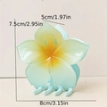 Pince à cheveux fleur bleue et jaune avec dimensions détaillées de 8cm de large - Bleu