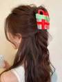 Christmas gift box hair claw clip with festive red ribbon and green glitter details - Christmas Gift Box Design