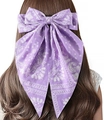 Lila Haarspange mit Paisley-Schleife und langen Bändern im Bohème-Stil für Damen - Federclip-Stil / Lila