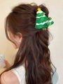 Sparkly green Christmas tree hair claw clip with yellow star for festive hairstyles - Christmas Tree
