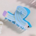 Himmelblauer Haarklammer in Bleistiftform mit gelben Streifen und rosa Radiergummi - Blau