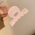Molla per capelli in acetato rosa chiaro marmorizzato con scritta dorata Barrette La France - Soda alla pesca