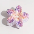 Dettaglio della molletta a forma di giglio da 8cm con motivo marmorizzato viola - Arancione Viola