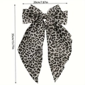 Modische Haarspange mit Leopardenmuster, großer Schleife und langen Bändern - Weißer Leoparden Federclip