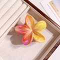 Pince à cheveux fleur de frangipanier dégradé orange et rose avec finition nacrée - Dégradé Orange Rose Jaune (1)
