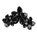 Pinza per capelli nera lucida con tre fiori e finitura in resina per uno stile elegante - Cluster di Fiori Nero Lucido (C)