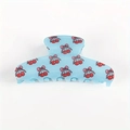 Cute light blue hair claw clip with cherry and bow prints for women and girls - Cherry on Blue Base