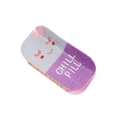 Glittery pill-shaped hair claw clip with Chill Pill text and cute bow detail - Silver Purple Glitter Style (1)