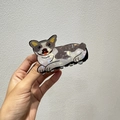 Graziosa pinza per capelli a forma di corgi in acetato iridescente per donna - Stile Corgi Carino