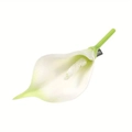 Detail view of calla lily hair clip with white petals and silver metal duckbill clip - White