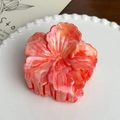 Pince à cheveux fleur d'hibiscus marbrée rose et orange de 8 cm pour coiffure élégante - Fleur Orange