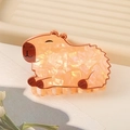 Pince à cheveux capybara mignonne en acrylique orange nacré pour accessoire - Style Capybara Orange Clair Large