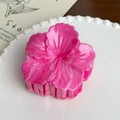 Pince à cheveux fleur de frangipanier rose marbré sur une assiette décorative - Fleur Rose Rouge