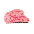 Pink pearlescent shark hair claw with red cherry pattern and sturdy dark comb teeth - Cherry Pattern Style