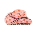 Pink pearl acetate cowboy hat hair claw with red lip prints and black plastic teeth - Creative Lip Print Cowboy Hat Style