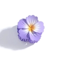 Elegant purple flower hair claw clip with matte finish and yellow gradient center - Purple
